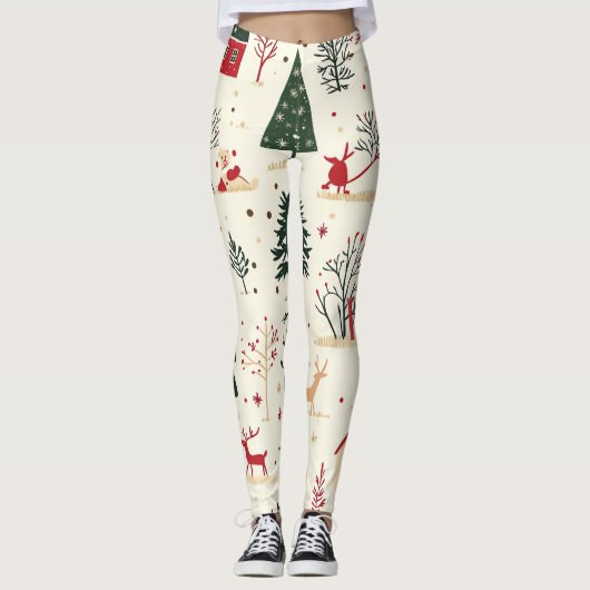  Woodland kerstpatroon (1) Leggings (Voorkant)