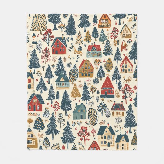 Woodland Kerstpatroon (20) Fleece Deken (Voorkant)