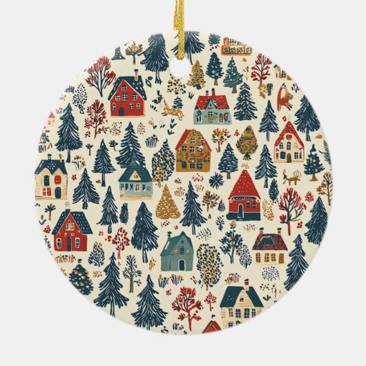 Woodland Kerstpatroon (20) Keramisch Ornament (Achterkant)