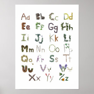 Woodland kinder ABC Alphabet Children's Wall Art Poster