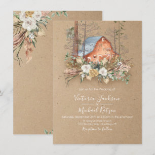 Woodland Kraft paper Barn Forest Wedding Kaart