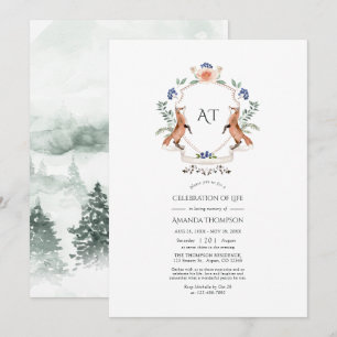 Woodland Laurel Crest Monogram Herdenking van het Kaart