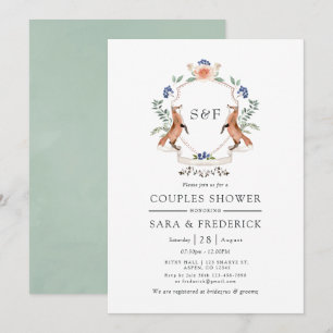Woodland Laurel Crest Monogram Koppel Bruiloft Kaart