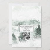 Woodland Laurel Crest Monogram QR Code Weddenschap Kaart (Achterkant)