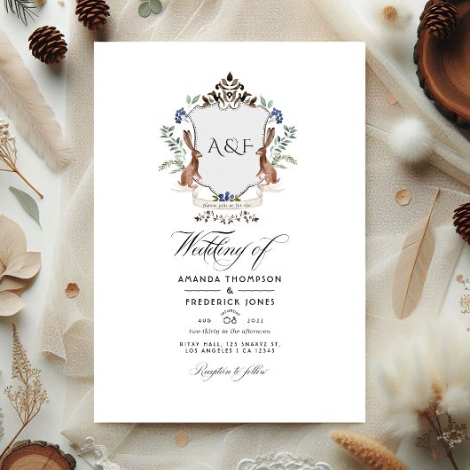 Woodland Laurel Crest QR Code RSVP Weddenschap Kaart