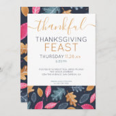 Woodland Leaf Pattern Thanksgiving Dinner Party Feestdagenkaart (Voorkant / Achterkant)