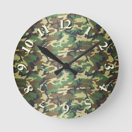 Woodland Leaves Camo Ronde Klok (Voorkant)