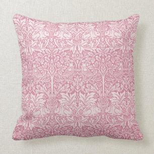 Woodland Leaves Pink Rabbit William Morris Pattern Kussen