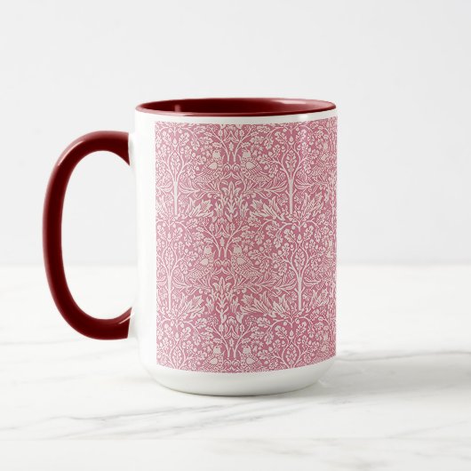 Woodland Leaves Pink Rabbit William Morris Pattern Mok (Links)