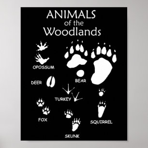 Woodland Leuke Dierenpootafdruk Poster