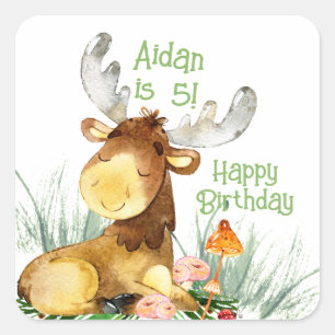 Woodland Little Moose Dank je wel Vierkante Sticker