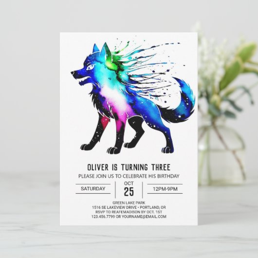 Woodland Little Wolf Digitale Jongen Verjaardag Kaart (Staand voorkant)