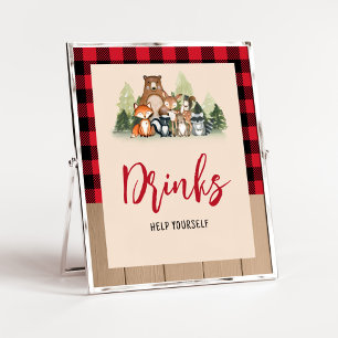 Woodland Lumberjack Baby shower Drinken Poster