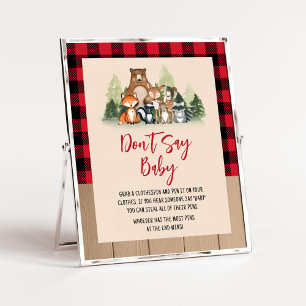 Woodland Lumberjack Baby shower Zeg geen Baby Poster