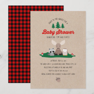 Woodland Lumberjack Meisje Jongen Baby shower Plai Kaart