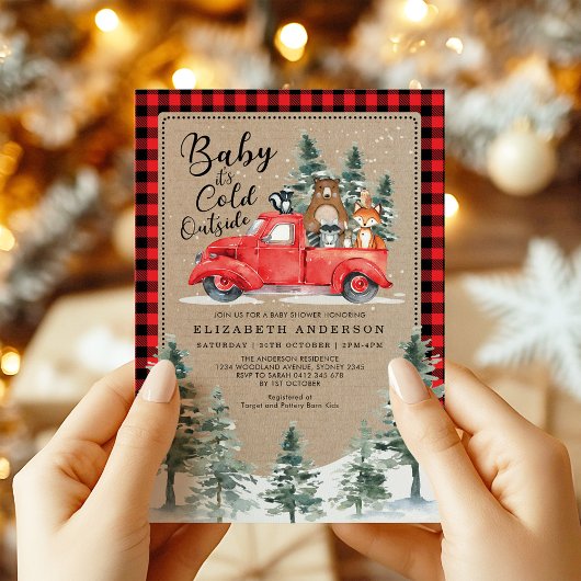 Woodland Lumberjack Snowy Winter Baby shower Kaart