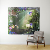 Woodland Magical Flower Forest Deer & Bunny Tapest Wandkleed (In Situ (horizontaal))