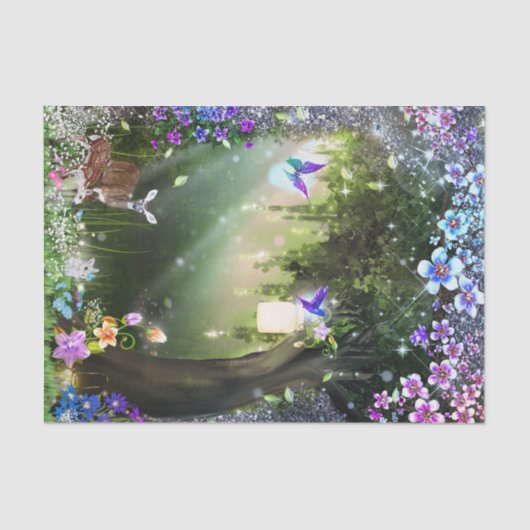 Woodland Magical Flower Forest Herten & Bunny Tissuepapier (Voorkant)