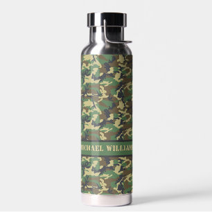 Woodland Militairy Camo Print - Gepersonaliseerd Waterfles