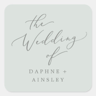 Woodland Mint Green Wedding Envelope Seals Vierkante Sticker