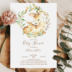 Woodland Mom & Little Deer Baby shower Invitation Kaart