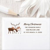 Woodland Moose and Deer Merry Christmoose Etiket (Insitu)