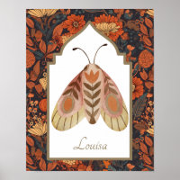 Woodland Moth Aardse Bloemen Wall Art