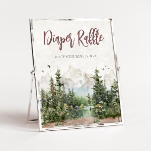 Woodland Mountain Baby shower Luier Raffle Poster