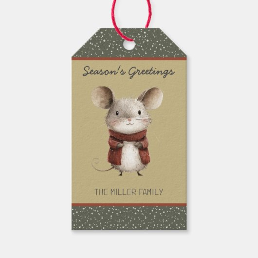 Woodland Mouse Christmas Gift Label Cadeaulabel (Voorkant)