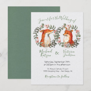 Woodland Mr. en Mrs Fox portret met bruiloft Kaart