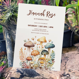 Woodland Mushroom Waterverf Birthday Invitation Kaart