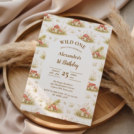 Woodland Mushroom Wild One Birthday Kaart