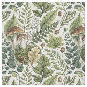 Woodland Mushrooms Pinecones Ferns Herfstpatroon Stof
