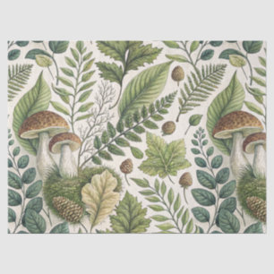 Woodland Mushrooms Pinecones Ferns Herfstpatroon Tissuepapier