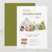 Woodland Nature Adventure Baby shower Invitation (Devant / Derrière)
