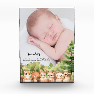 Woodland nieuwe vader baby jongen zoon fotoblokken