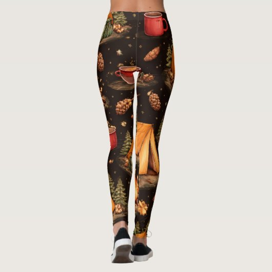 Woodland Nights Camping Pattern Leggings (Dos)
