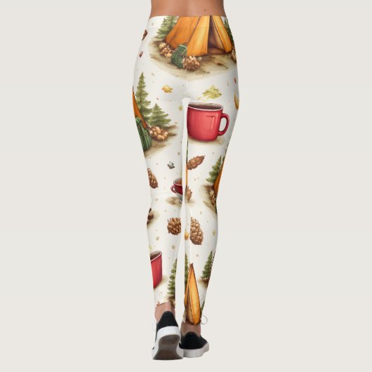 Woodland Nights Camping Pattern Leggings (Dos)