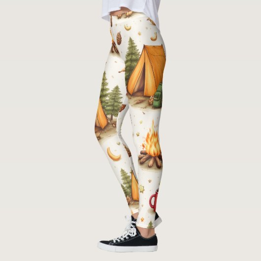 Woodland Nights Camping Pattern Leggings (Gauche)
