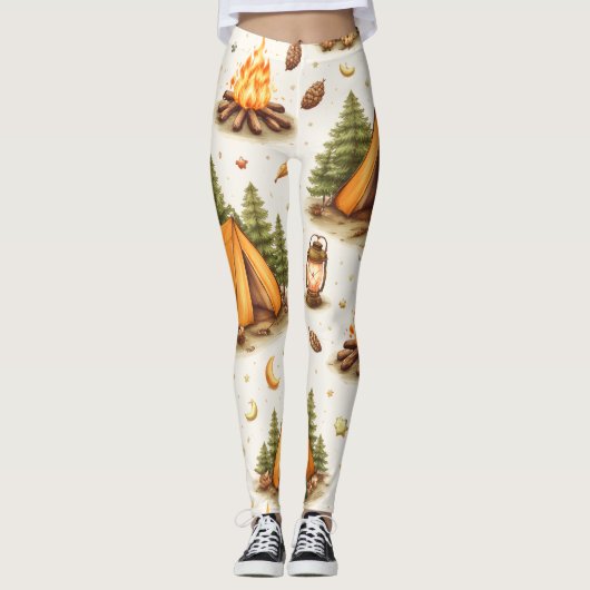 Woodland Nights Camping Pattern Leggings (Devant)