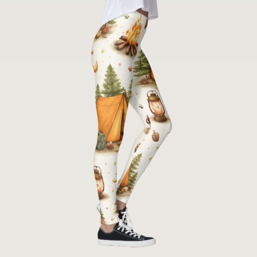 Woodland Nights Camping Pattern Leggings (Droite)