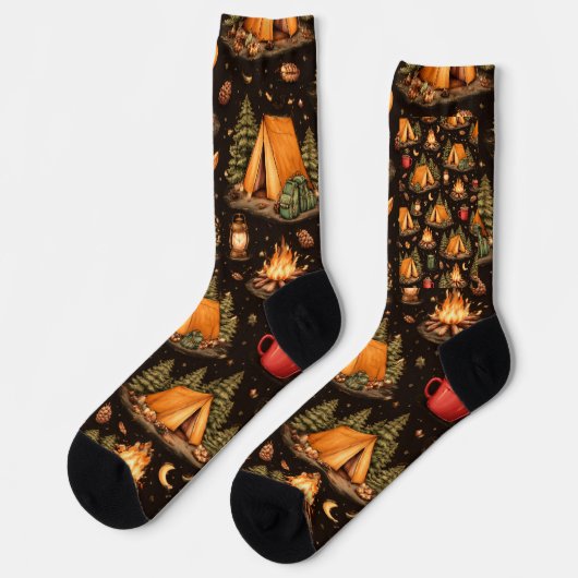 Woodland Nights Camping Pattern Socks Sokken (Links)