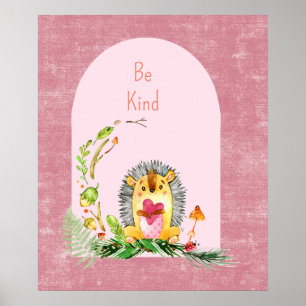 Woodland Nursery Baby Hedegel Animal Poster