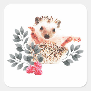 Woodland Nursery - Egel en wilde bessen Vierkante Sticker