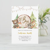 Woodland Oh Boy Baby shower Invitation (Debout devant)