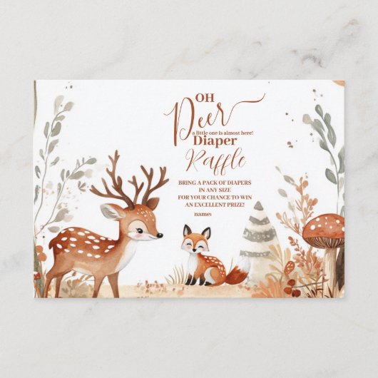 Woodland Oh Deer Forest Diapper Raffle Informatiekaartje (Voorkant)