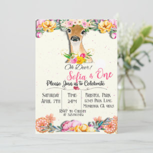 Woodland Oh Deer première invitation anniversaire