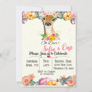 Woodland Oh Deer première invitation anniversaire