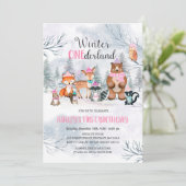 Woodland ONE derland Anniversaire Invitation fille (Debout devant)