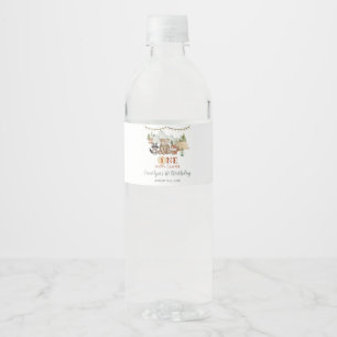 Woodland One Happy Camper eerste verjaardag Waterfles Etiket